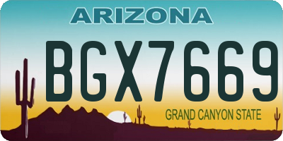 AZ license plate BGX7669