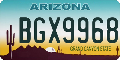 AZ license plate BGX9968