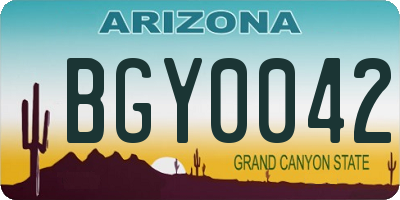 AZ license plate BGY0042