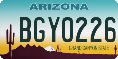 AZ license plate BGY0226