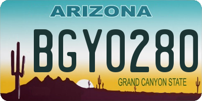 AZ license plate BGY0280