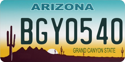 AZ license plate BGY0540
