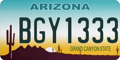 AZ license plate BGY1333