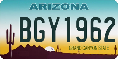 AZ license plate BGY1962