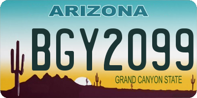 AZ license plate BGY2099
