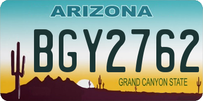 AZ license plate BGY2762