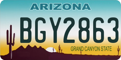 AZ license plate BGY2863