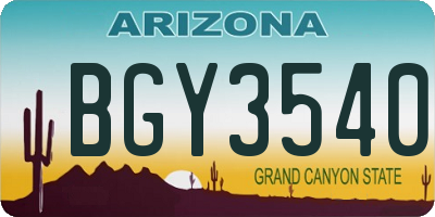 AZ license plate BGY3540