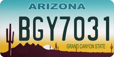 AZ license plate BGY7031