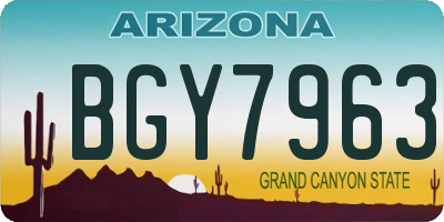 AZ license plate BGY7963