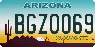 AZ license plate BGZ0069