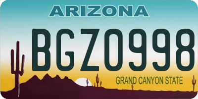 AZ license plate BGZ0998