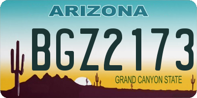 AZ license plate BGZ2173
