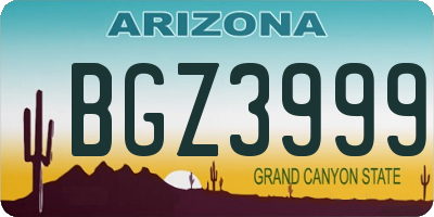 AZ license plate BGZ3999