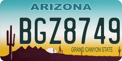 AZ license plate BGZ8749