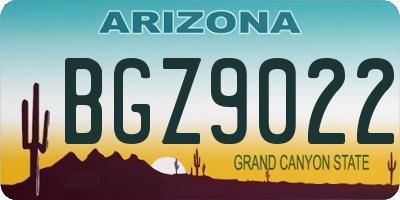 AZ license plate BGZ9022