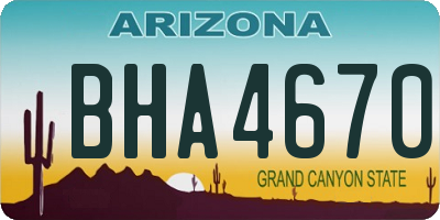 AZ license plate BHA4670