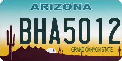 AZ license plate BHA5012
