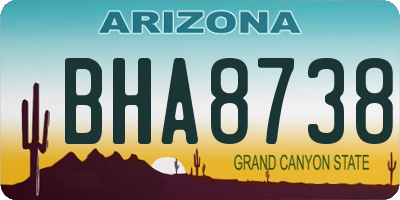 AZ license plate BHA8738