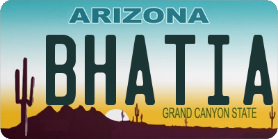 AZ license plate BHATIA