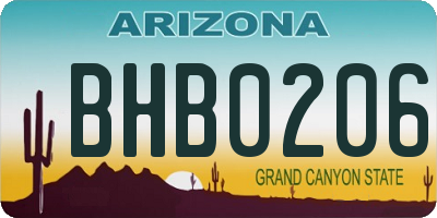 AZ license plate BHB0206