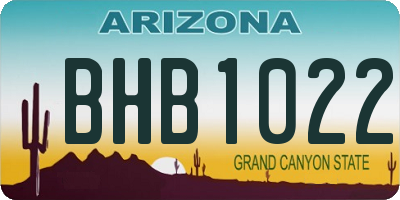 AZ license plate BHB1022