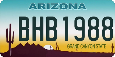 AZ license plate BHB1988