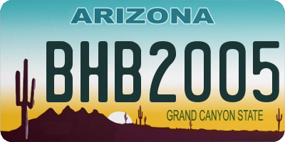 AZ license plate BHB2005