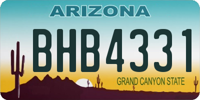 AZ license plate BHB4331