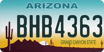 AZ license plate BHB4363