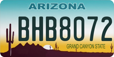AZ license plate BHB8072