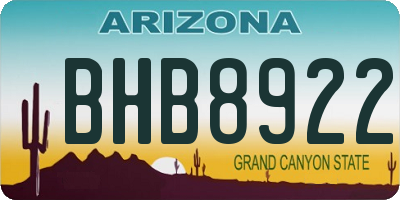 AZ license plate BHB8922