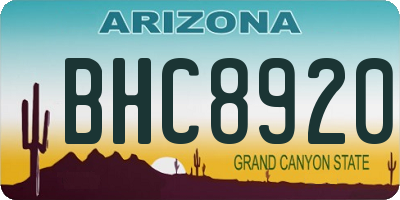AZ license plate BHC8920