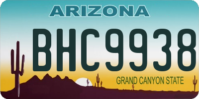 AZ license plate BHC9938