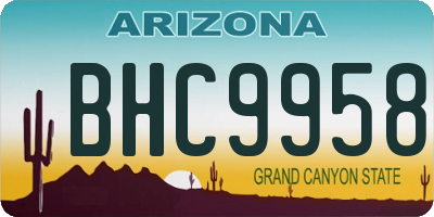 AZ license plate BHC9958