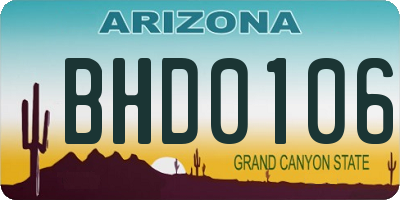 AZ license plate BHD0106