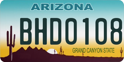 AZ license plate BHD0108
