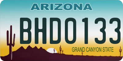 AZ license plate BHD0133