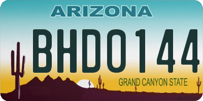 AZ license plate BHD0144