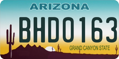 AZ license plate BHD0163