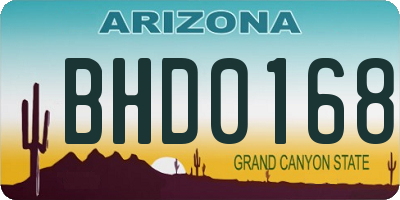 AZ license plate BHD0168
