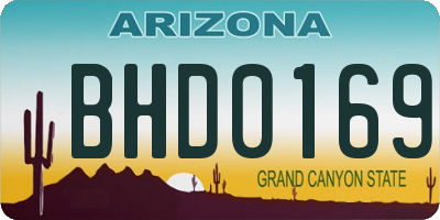 AZ license plate BHD0169