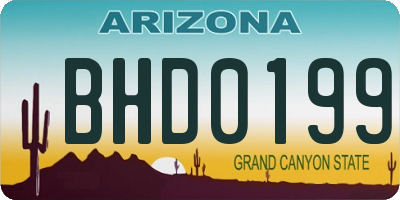 AZ license plate BHD0199