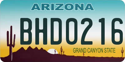 AZ license plate BHD0216