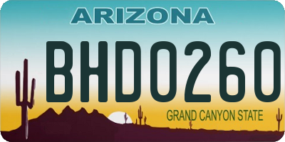 AZ license plate BHD0260