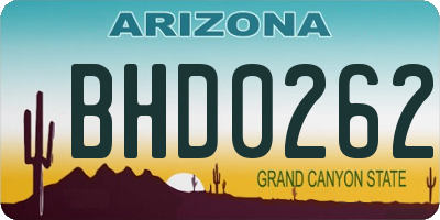 AZ license plate BHD0262