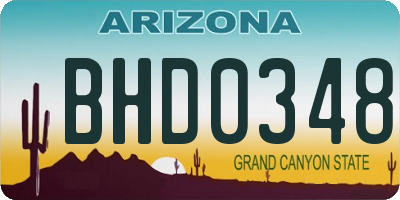 AZ license plate BHD0348