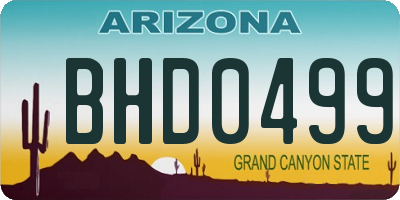 AZ license plate BHD0499