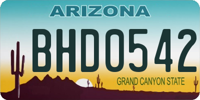 AZ license plate BHD0542