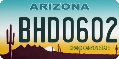 AZ license plate BHD0602
